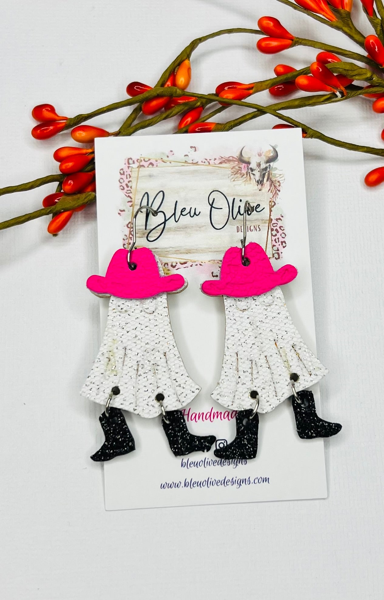 Ghost Cowboys Leather Earrings π»π