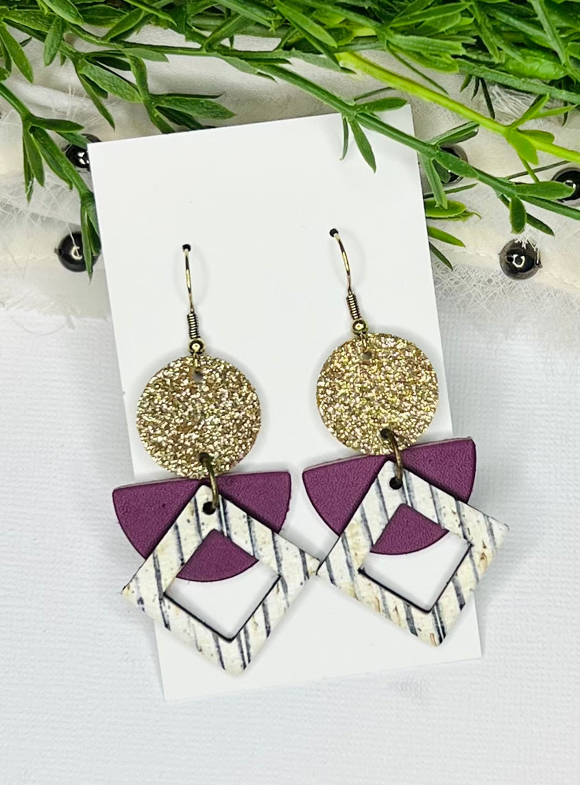 Boho Triangle Drop Statement Leather Earrings