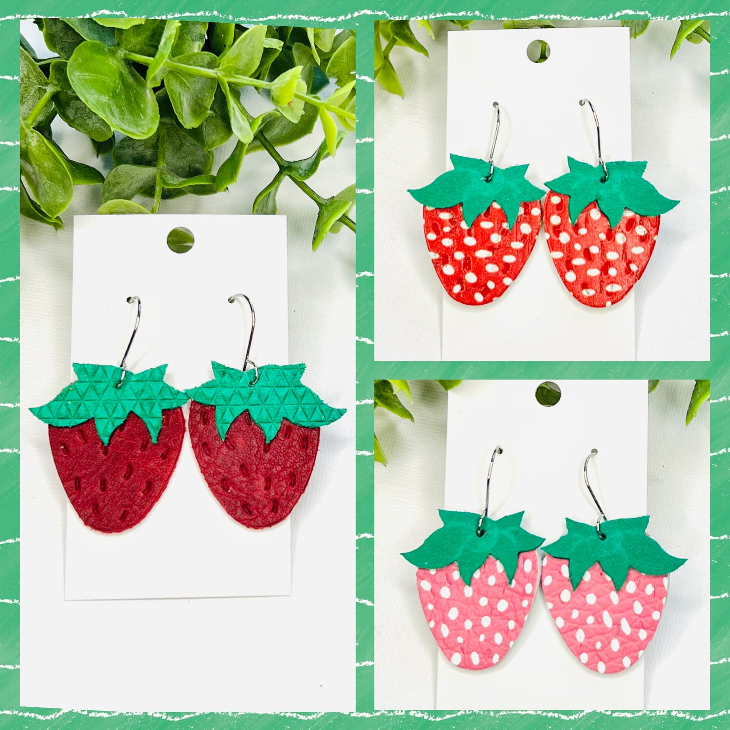 Strawberry Fields Forever Leather Earrings š
