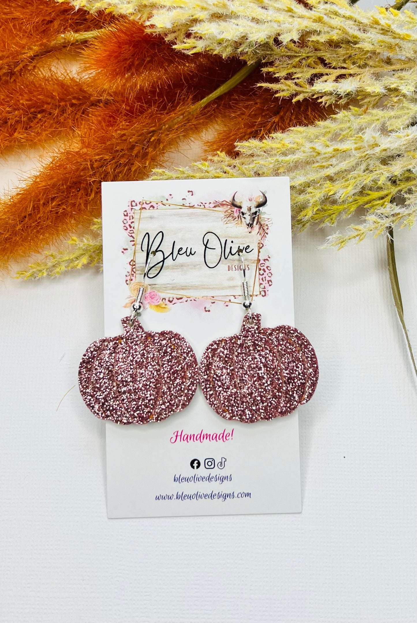 Shades of Pink Pumpkin Leather Earrings π»π