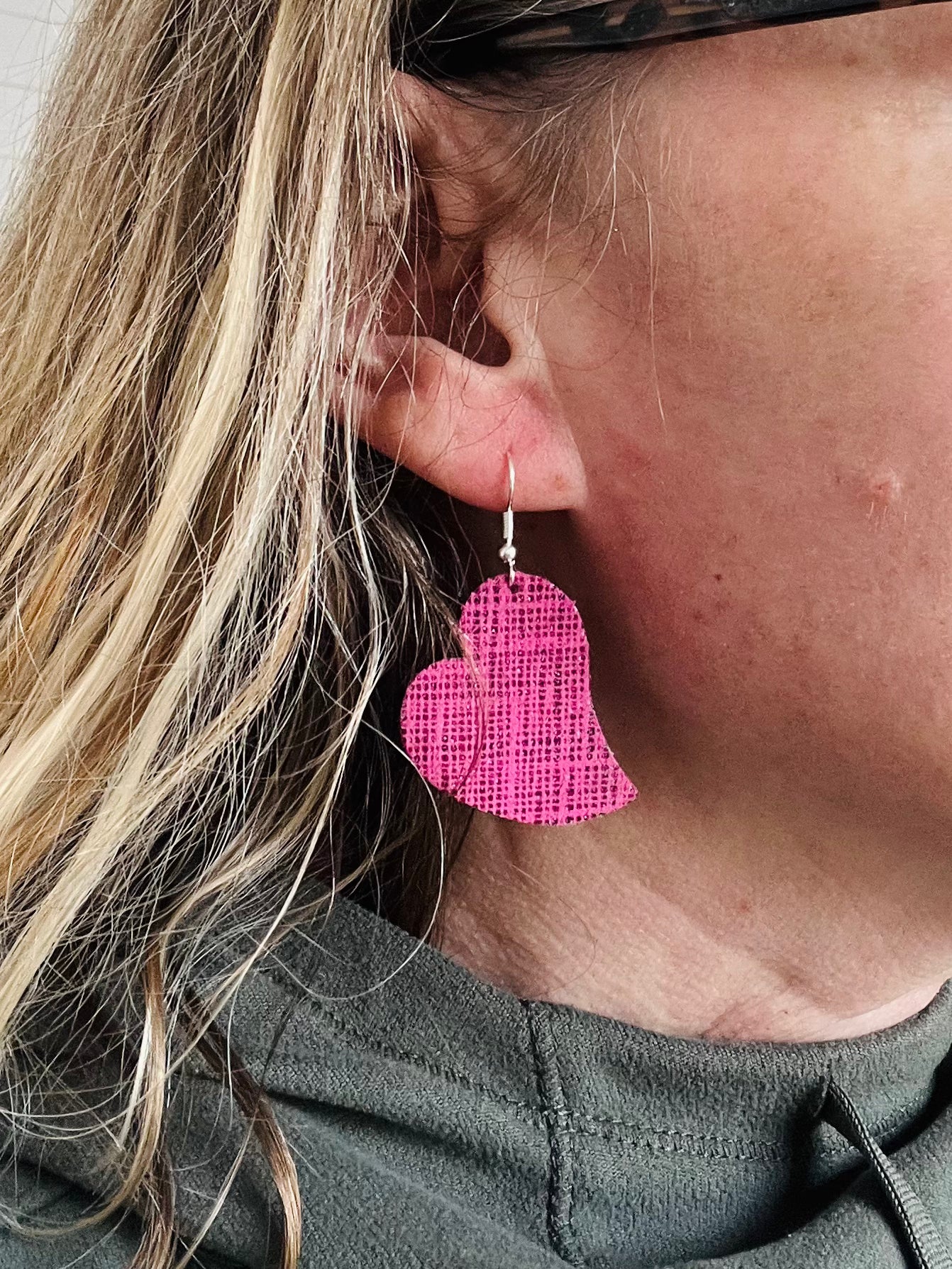 Whimsical Hanging Hearts Leather Earrings