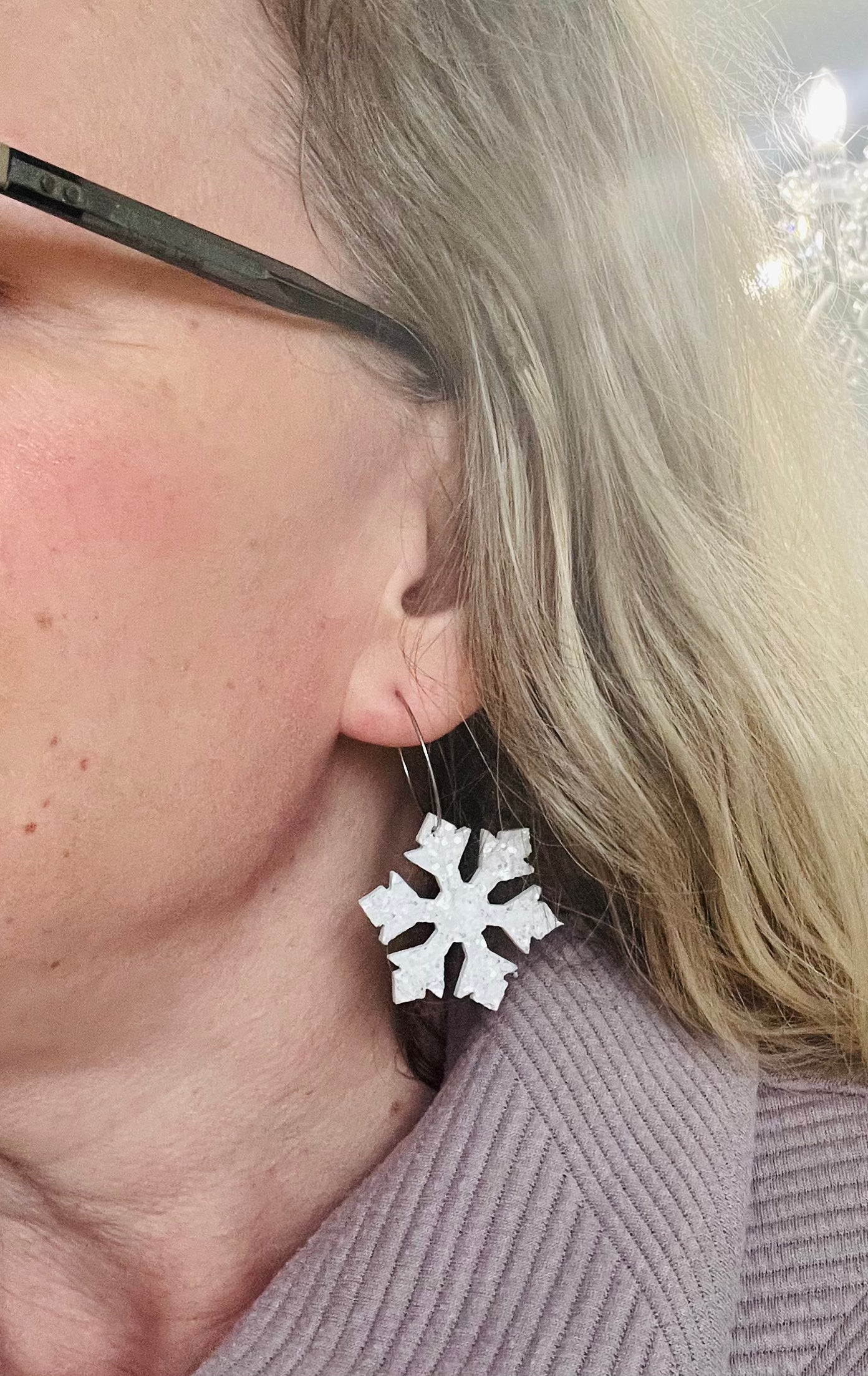 Snowflakes & Sparkles Leather Earrings
