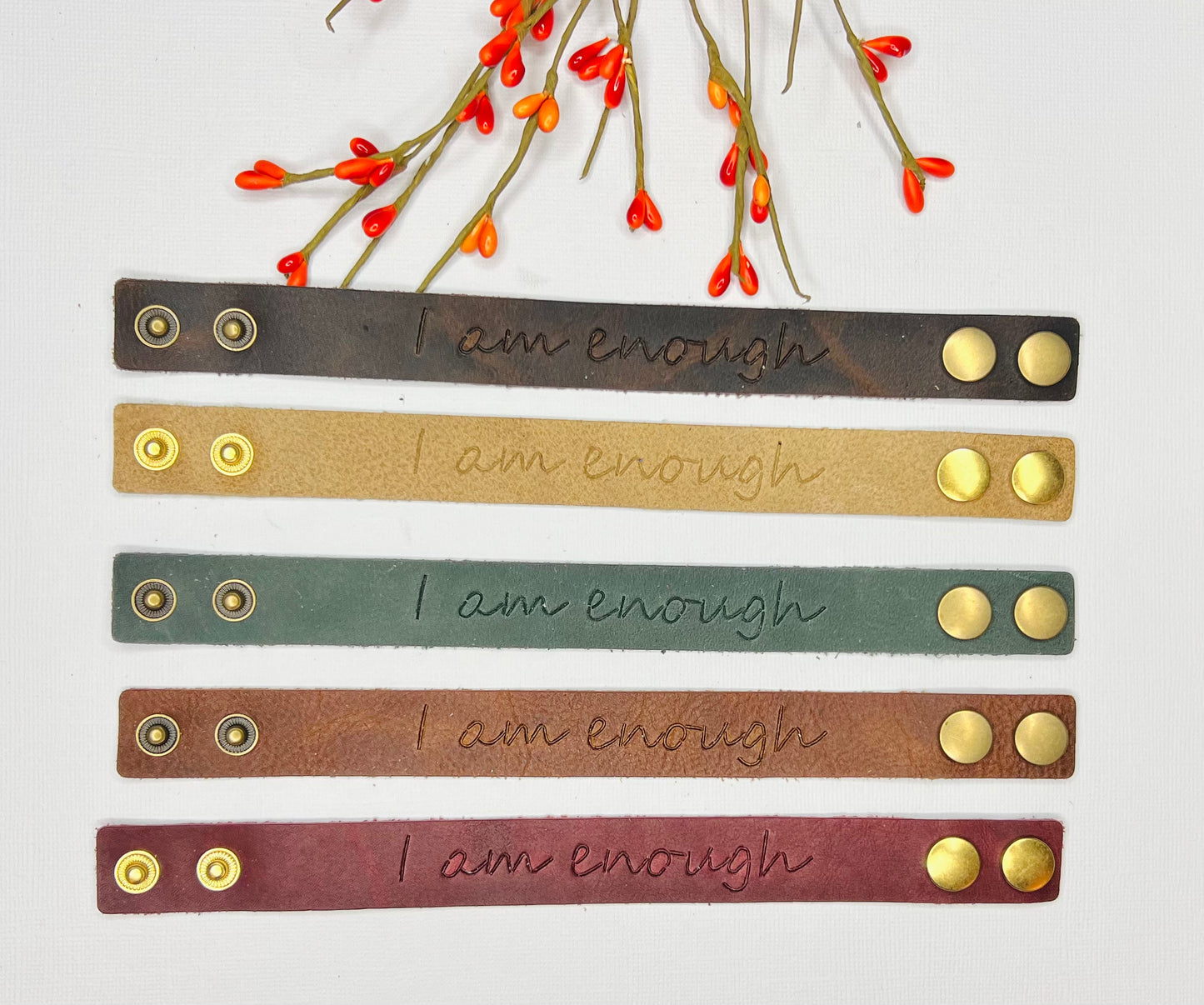 I am Enough Leather Bracelet