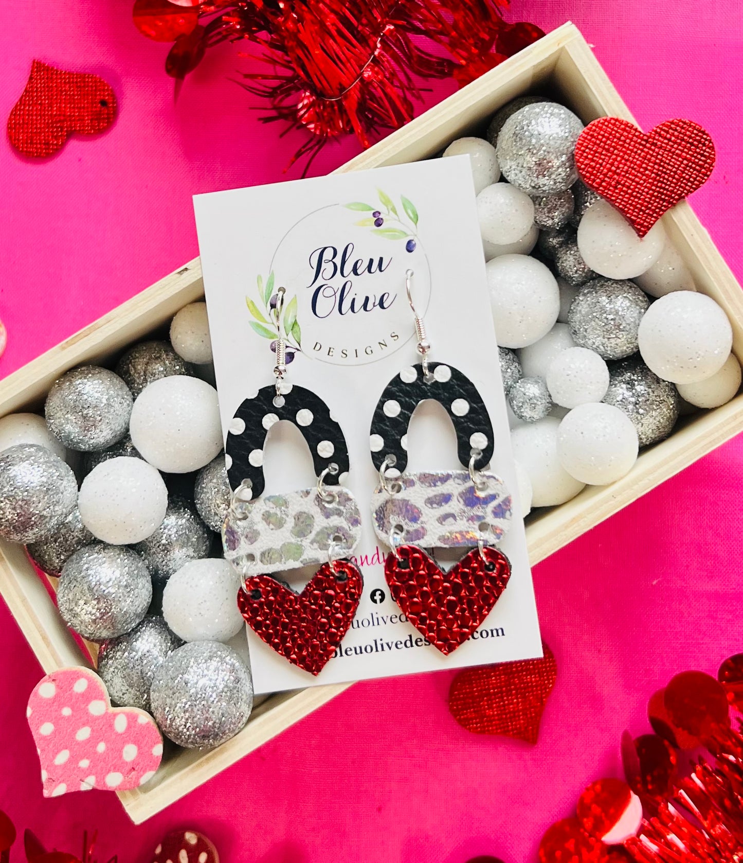 Boho Hanging Hearts Leather Earrings