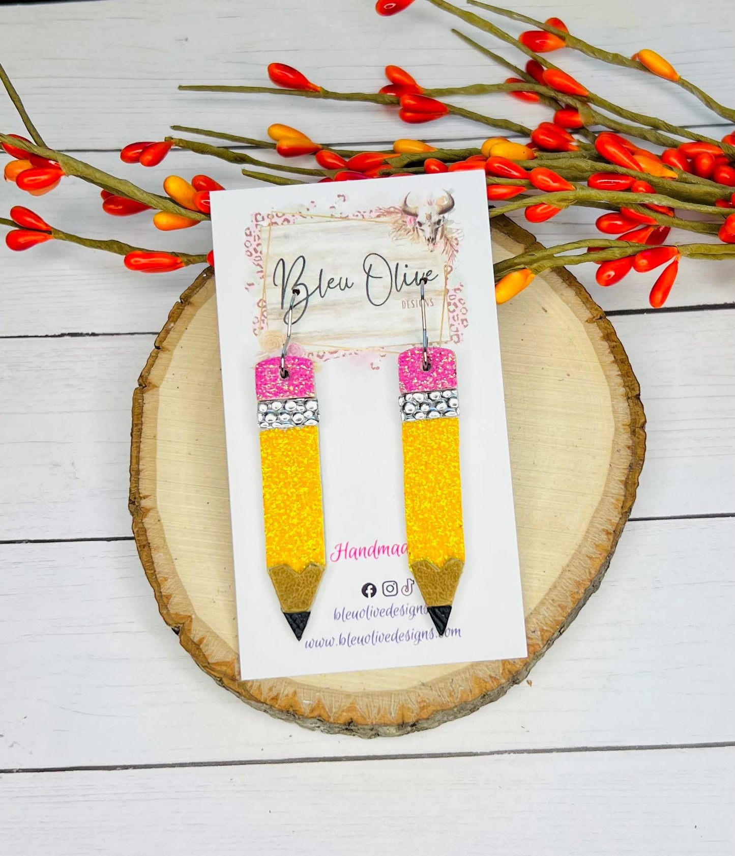Pencil Leather Earrings