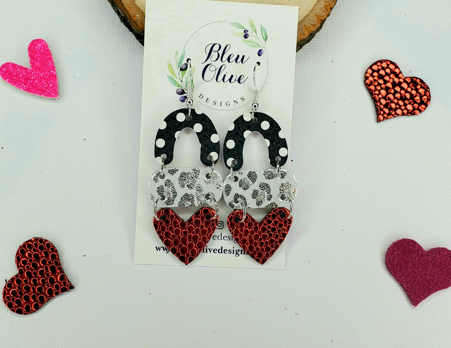 Boho Hanging Hearts Leather Earrings