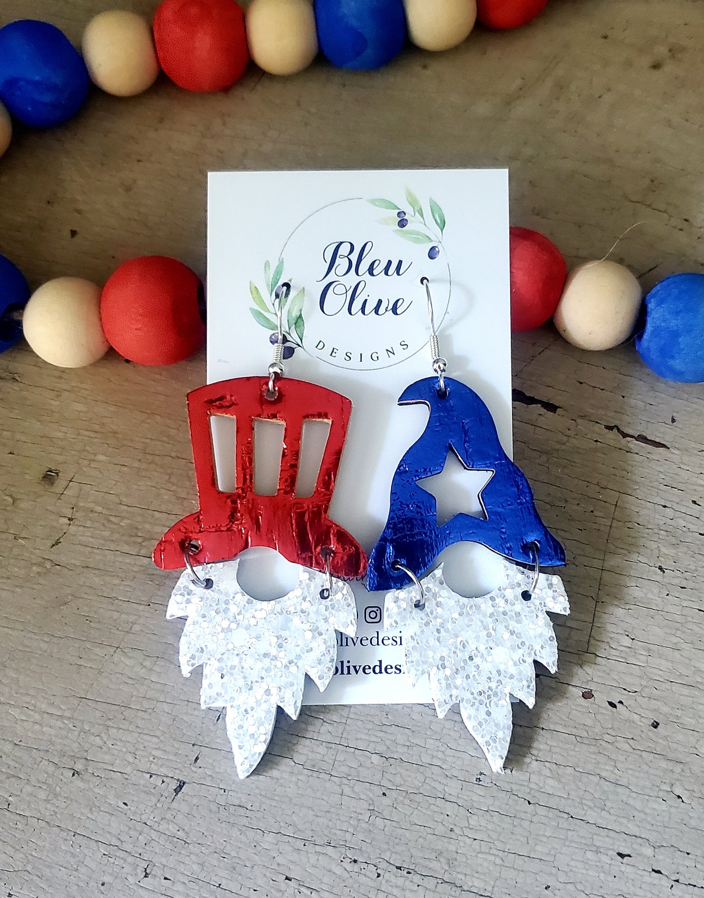 Stars & Stipes Gnome Leather Earrings