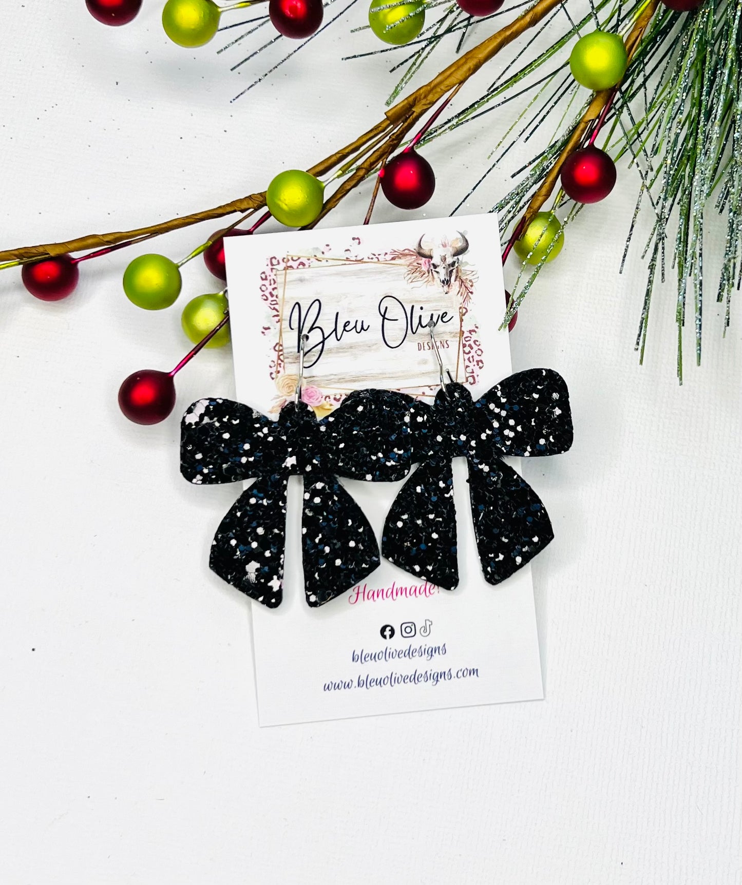 Glitz & Glam Bow Leather Earrings 🌻