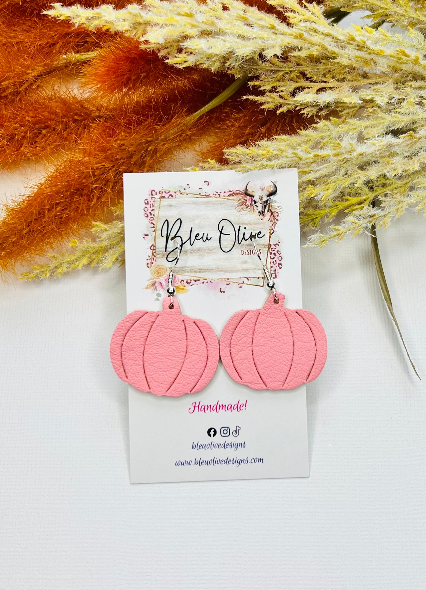 Shades of Pink Pumpkin Leather Earrings 👻🎃