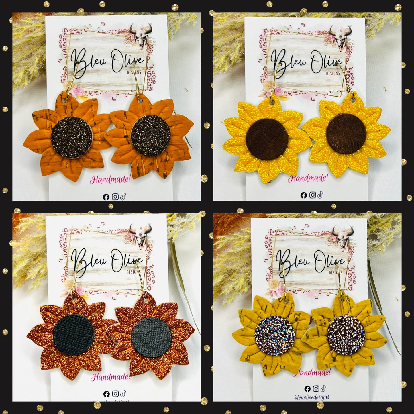 Sunflower Fields… Forever Leather Earrings 🌻