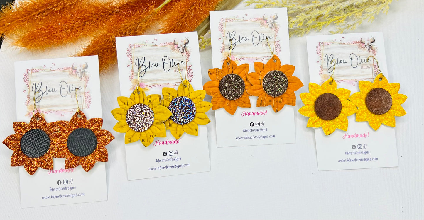 Sunflower Fields… Forever Leather Earrings 🌻