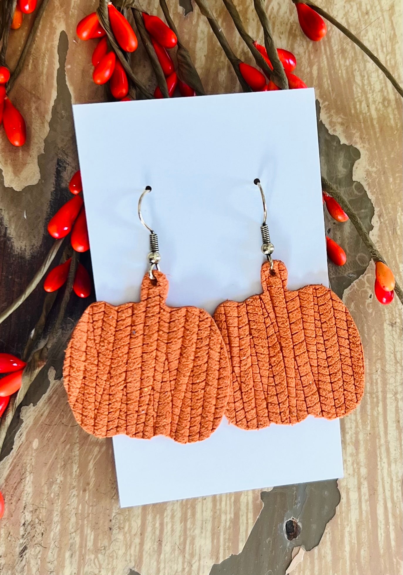 Pumpkin Leather Earrings