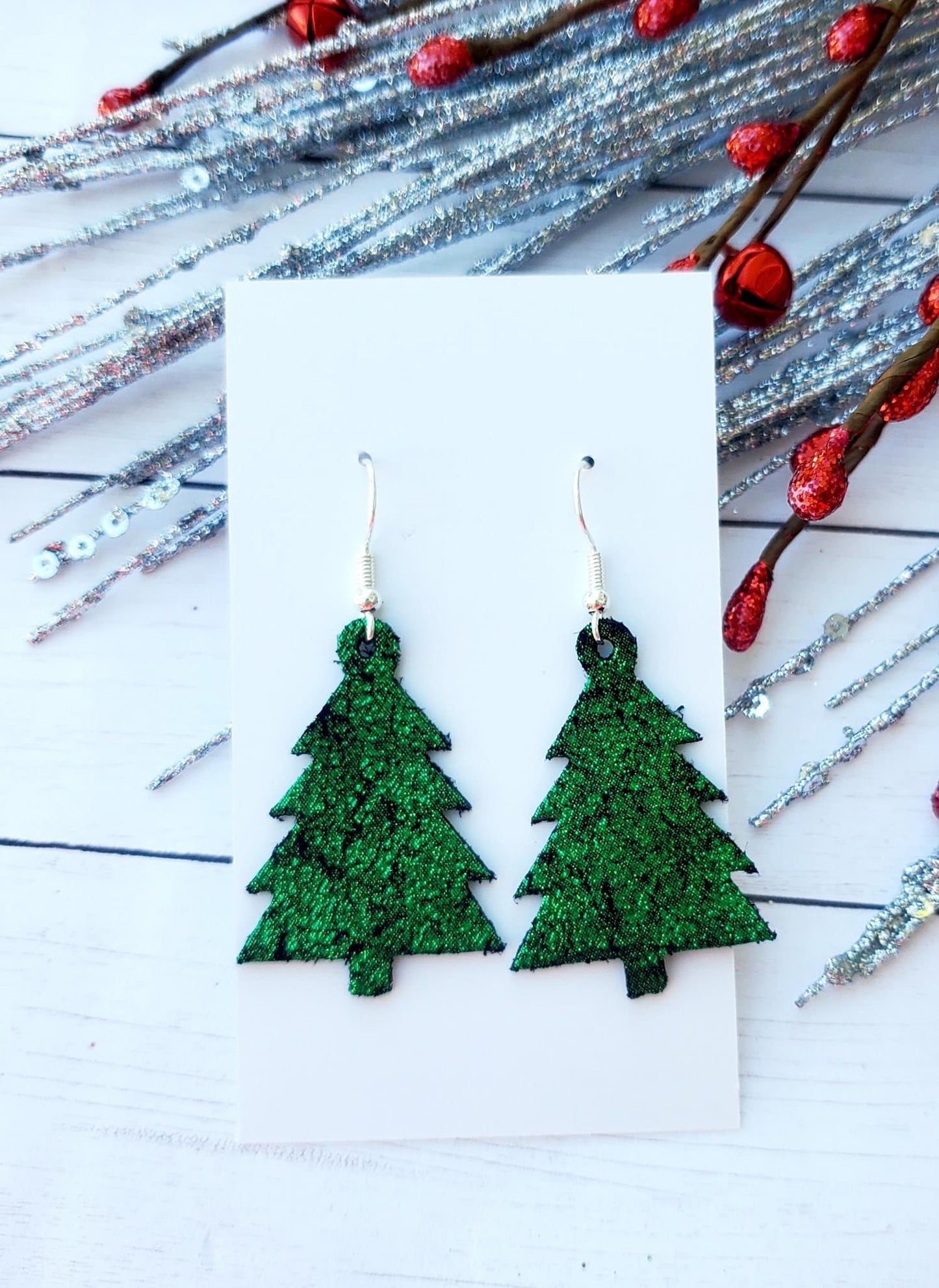 Oh Christmas Tree Leather Earrings