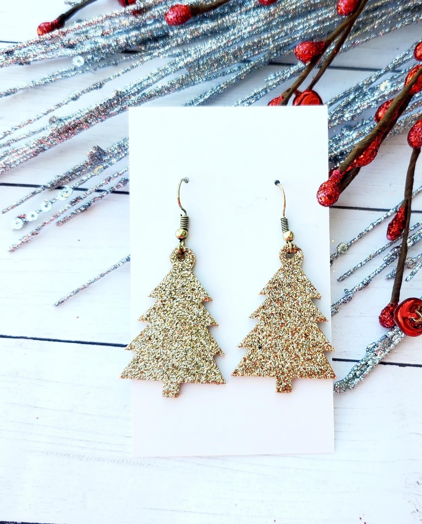 Oh Christmas Tree Leather Earrings