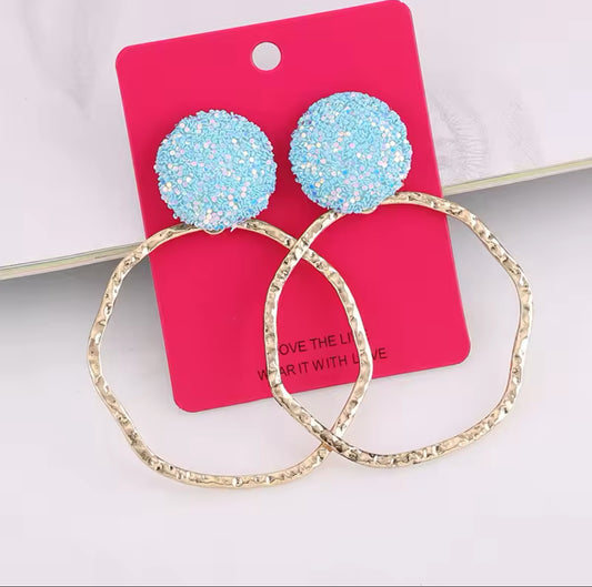 Lt Aqua Glitter RD Showstopper Earrings