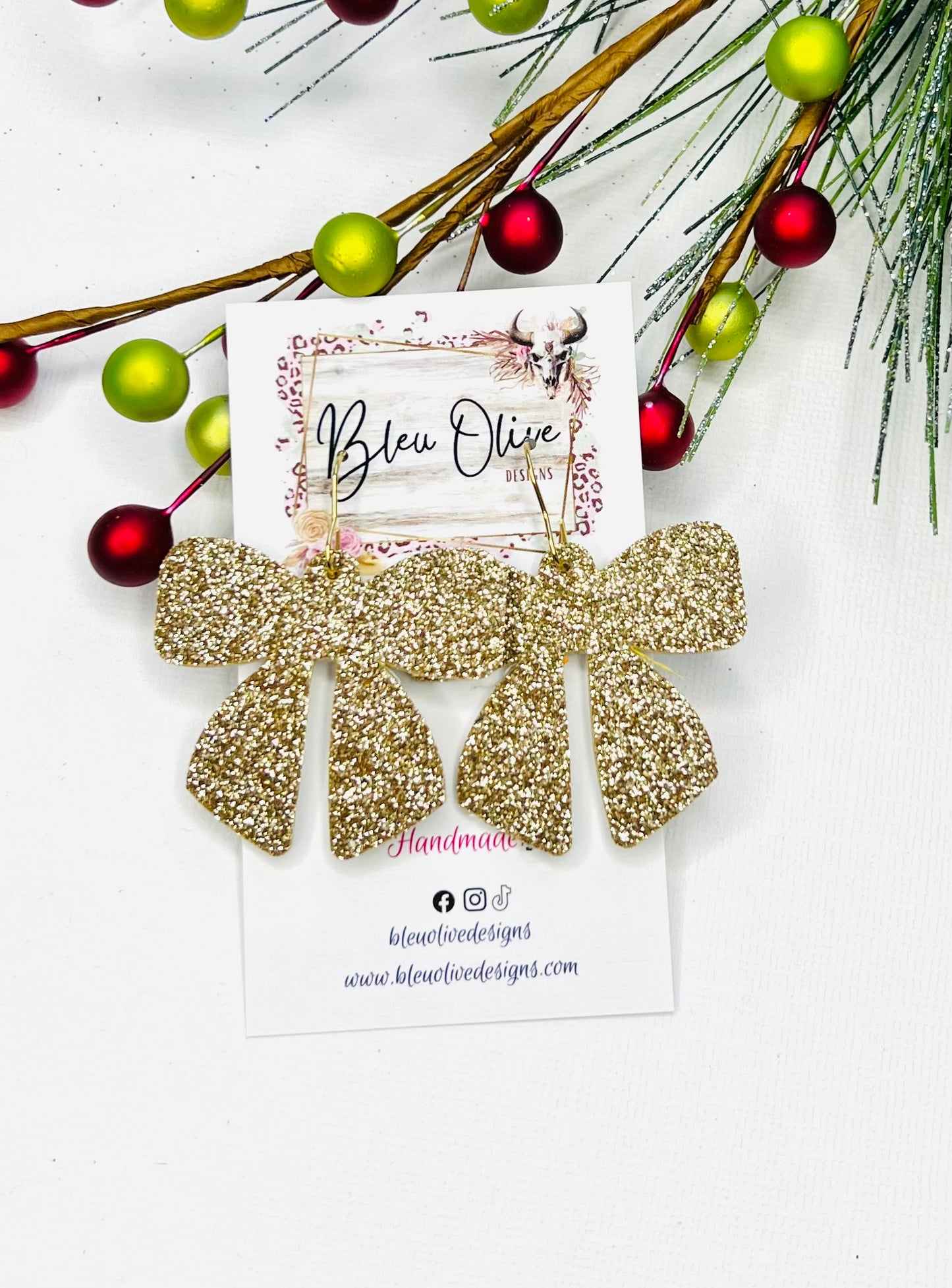 Glitz & Glam Bow Leather Earrings 🌻