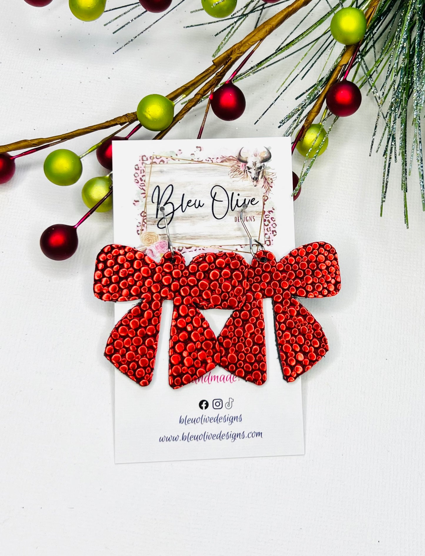 Glitz & Glam Bow Leather Earrings 🌻