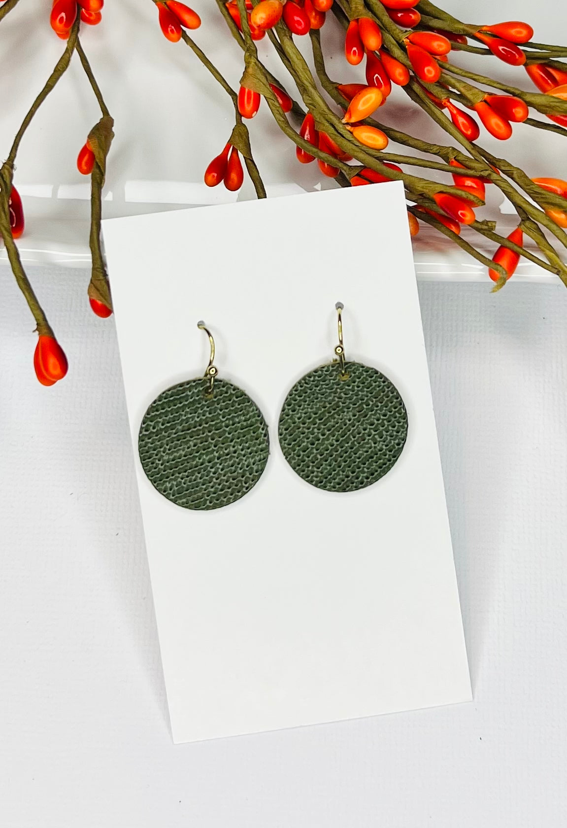 Fall Round Leather Earrings