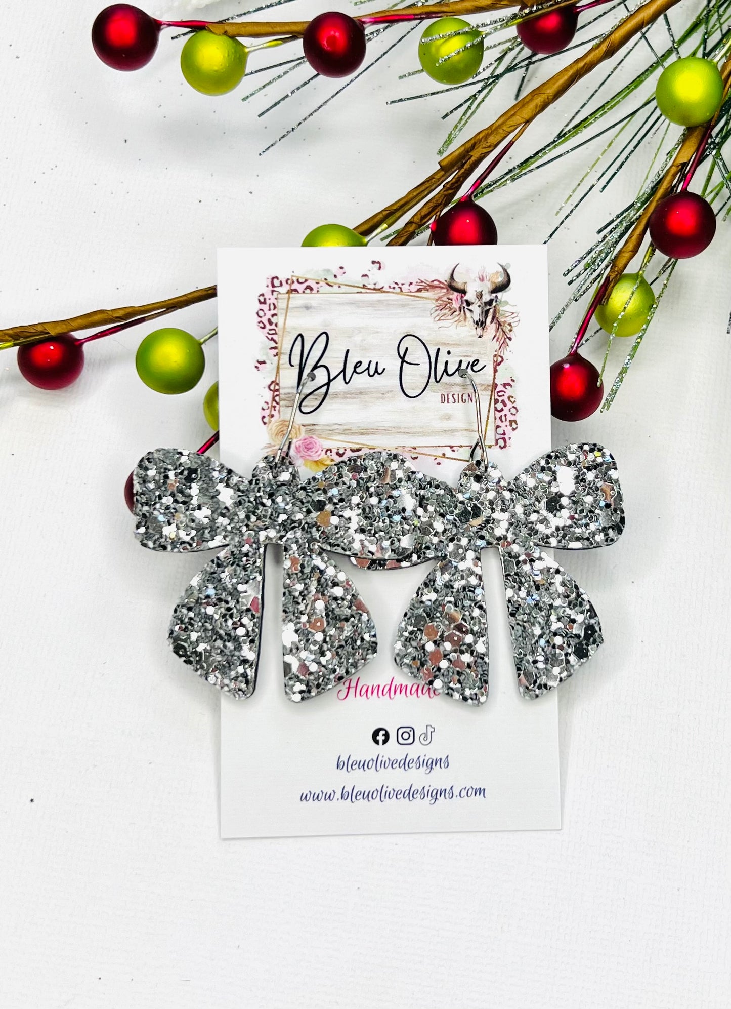 Glitz & Glam Bow Leather Earrings 🌻