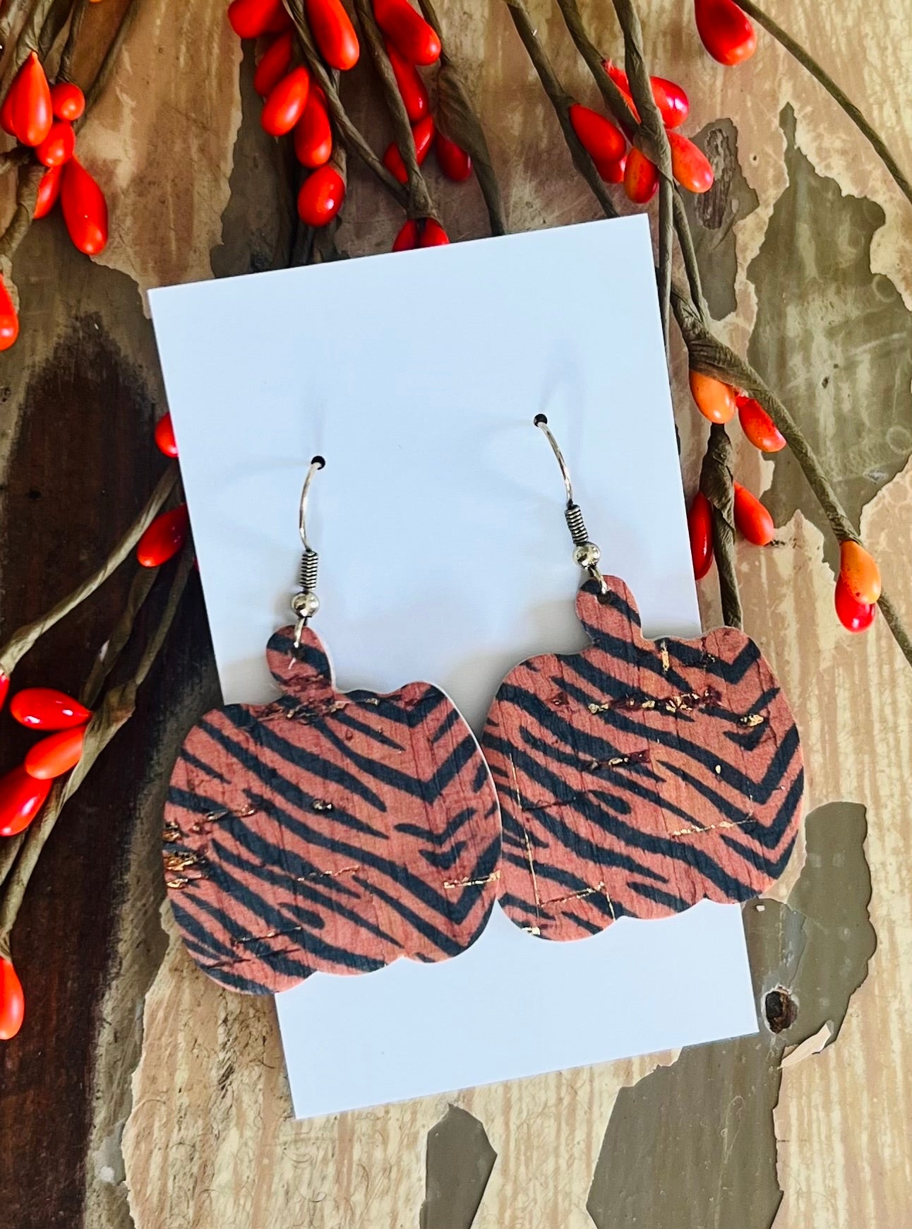 Pumpkin Leather Earrings