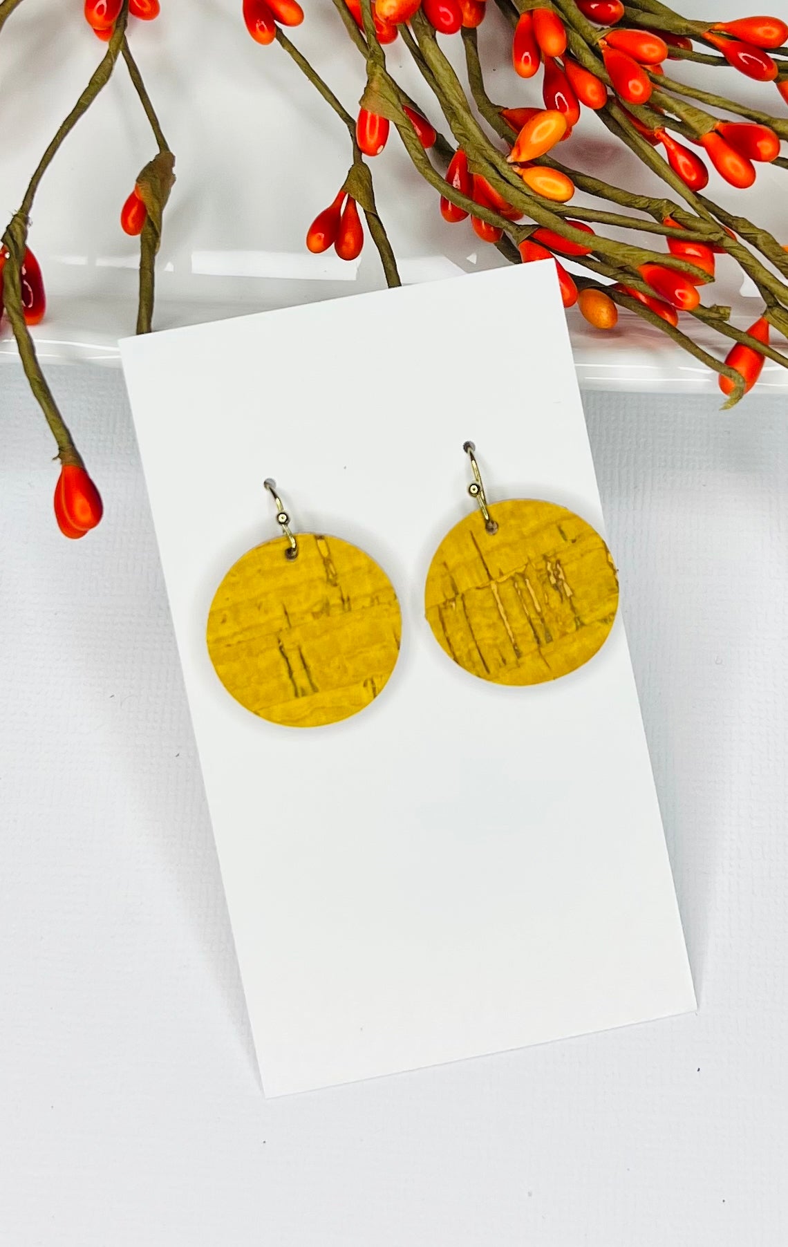 Fall Round Leather Earrings