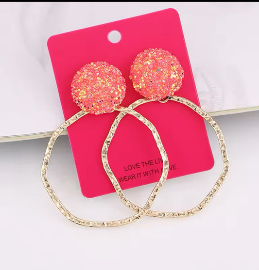 Coral Glitter RD Showstopper Earrings