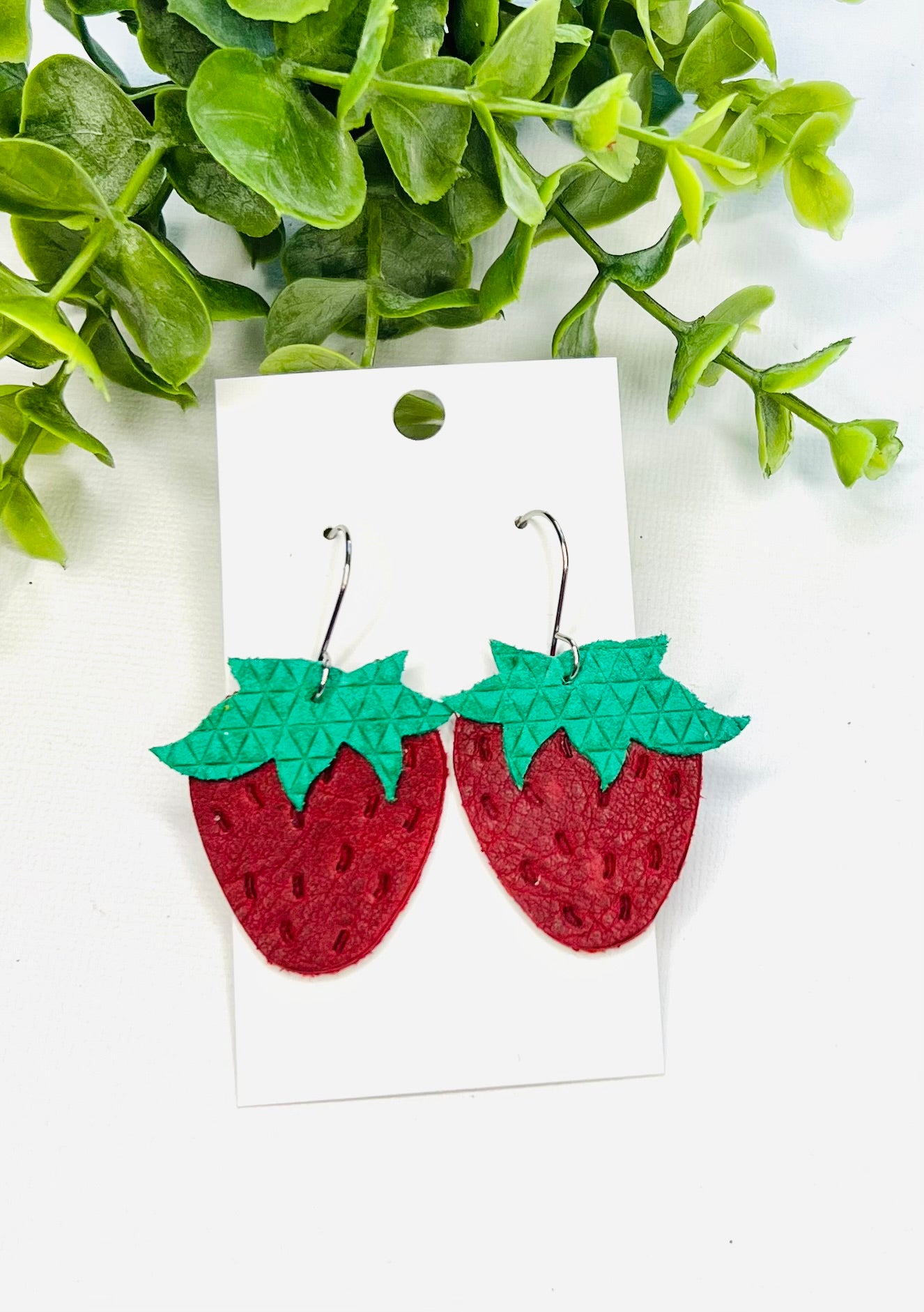 Strawberry Fields Forever Leather Earrings 🍓