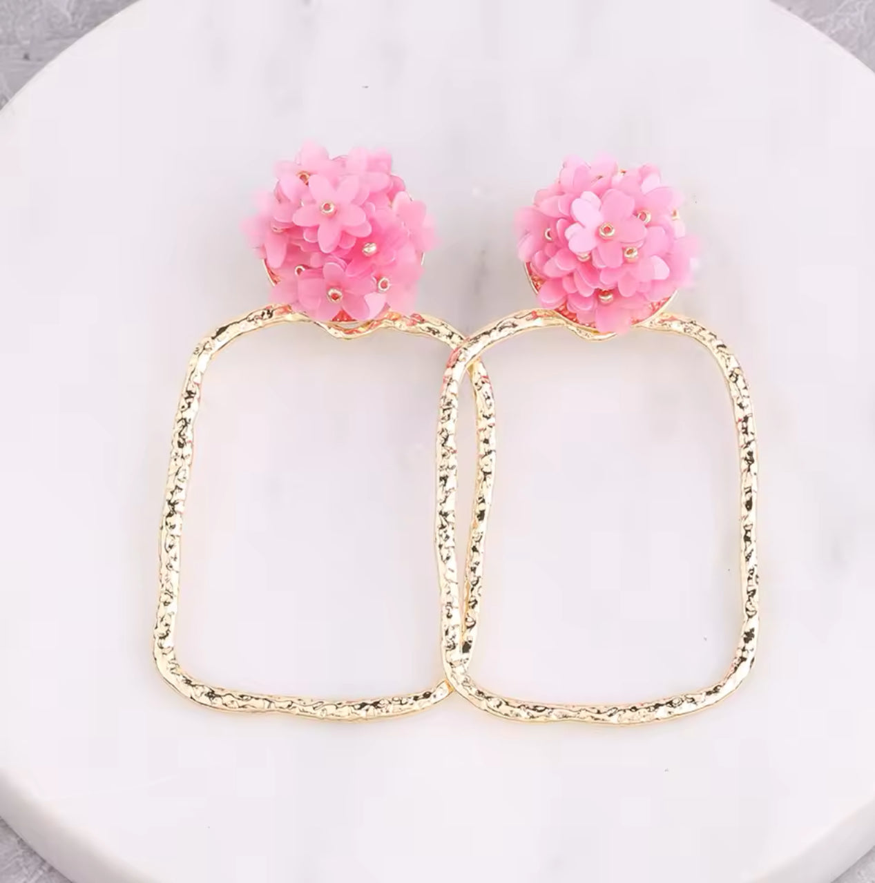 Pink Floral SQ Showstopper Earrings