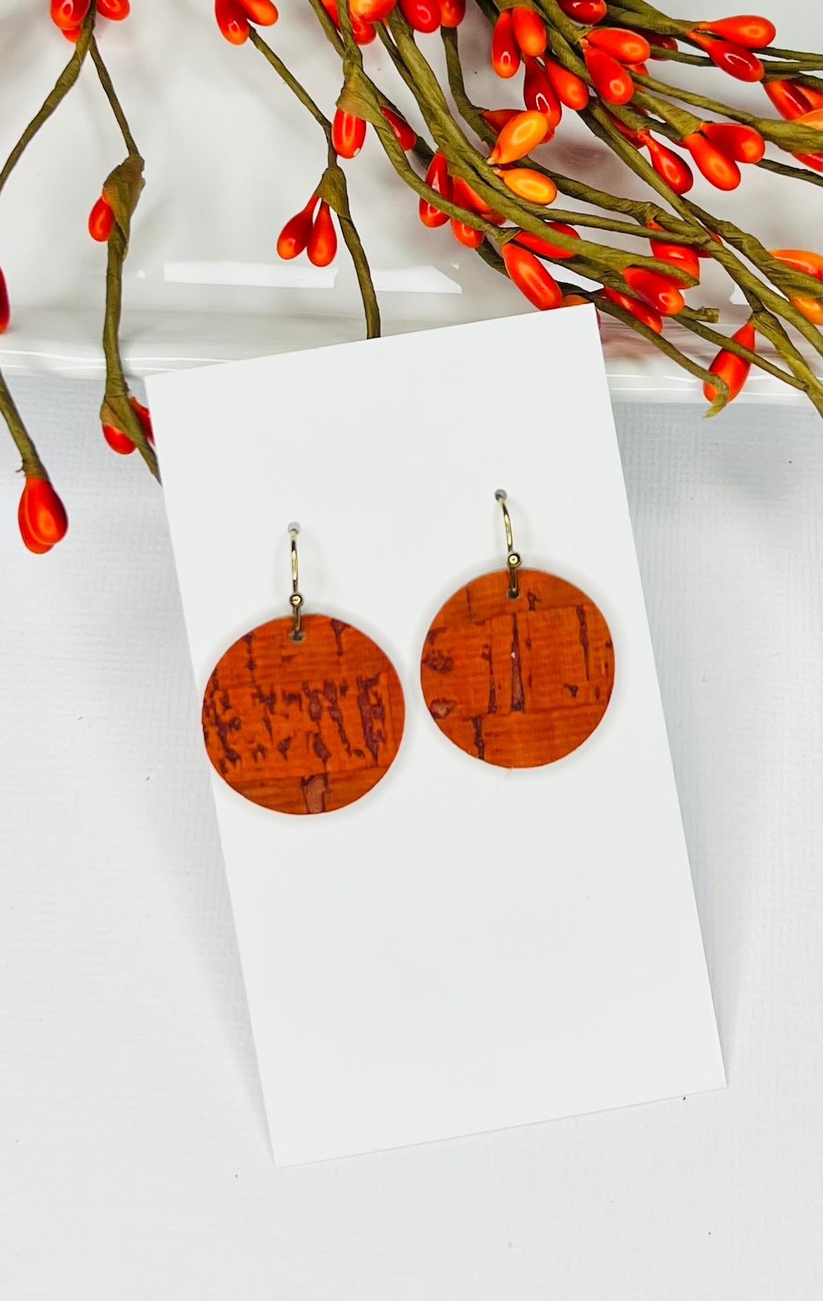 Fall Round Leather Earrings