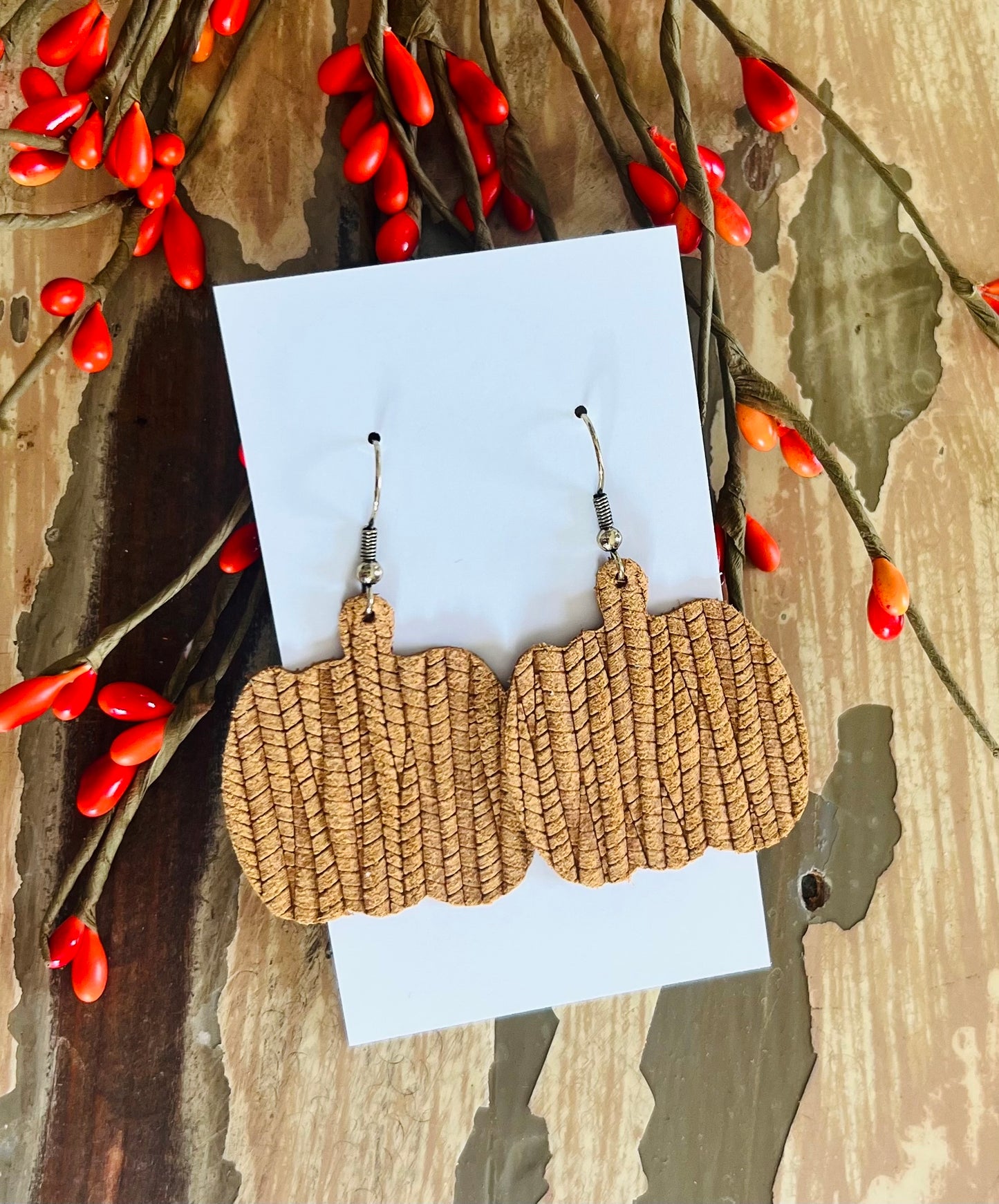 Pumpkin Leather Earrings