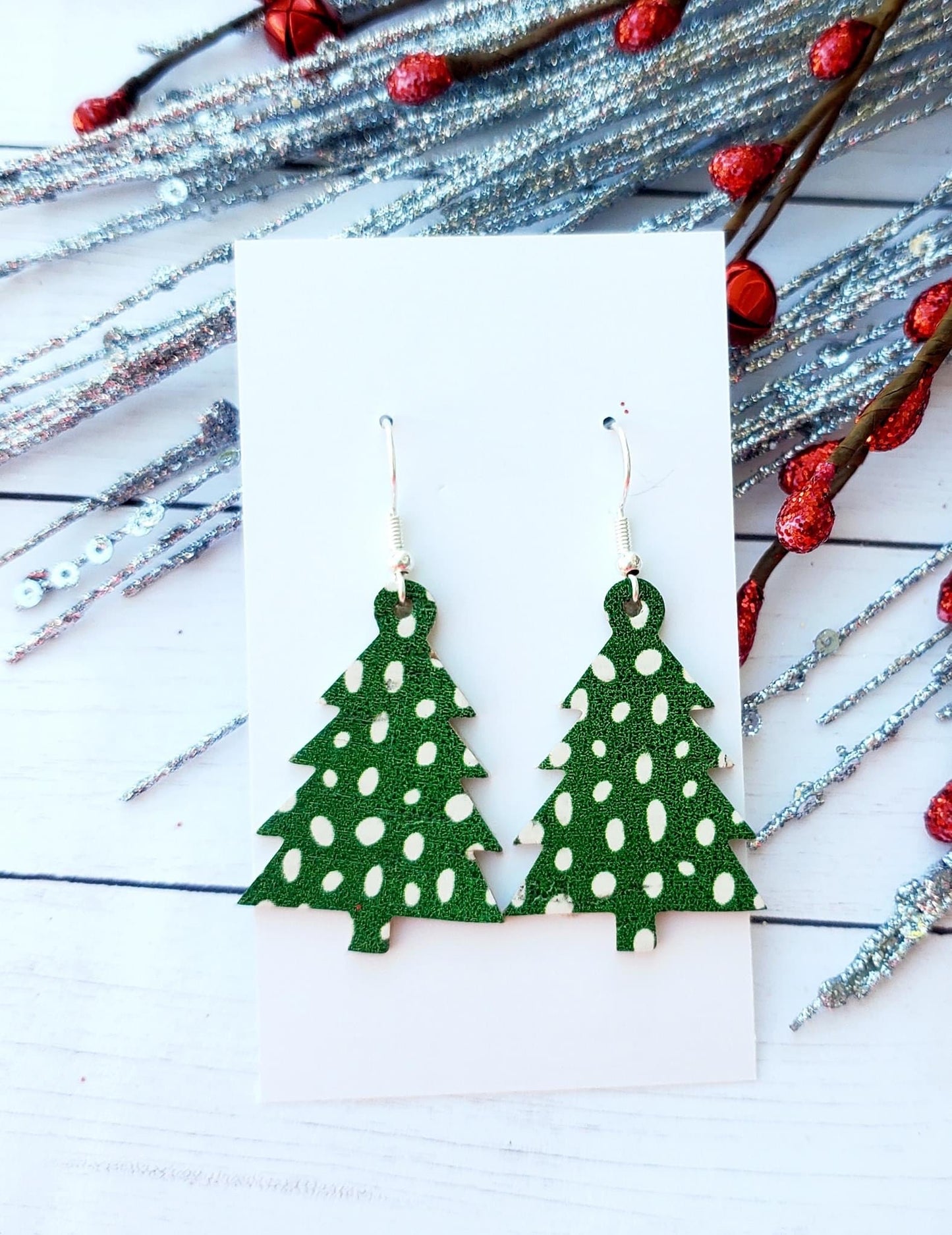 Oh Christmas Tree Leather Earrings