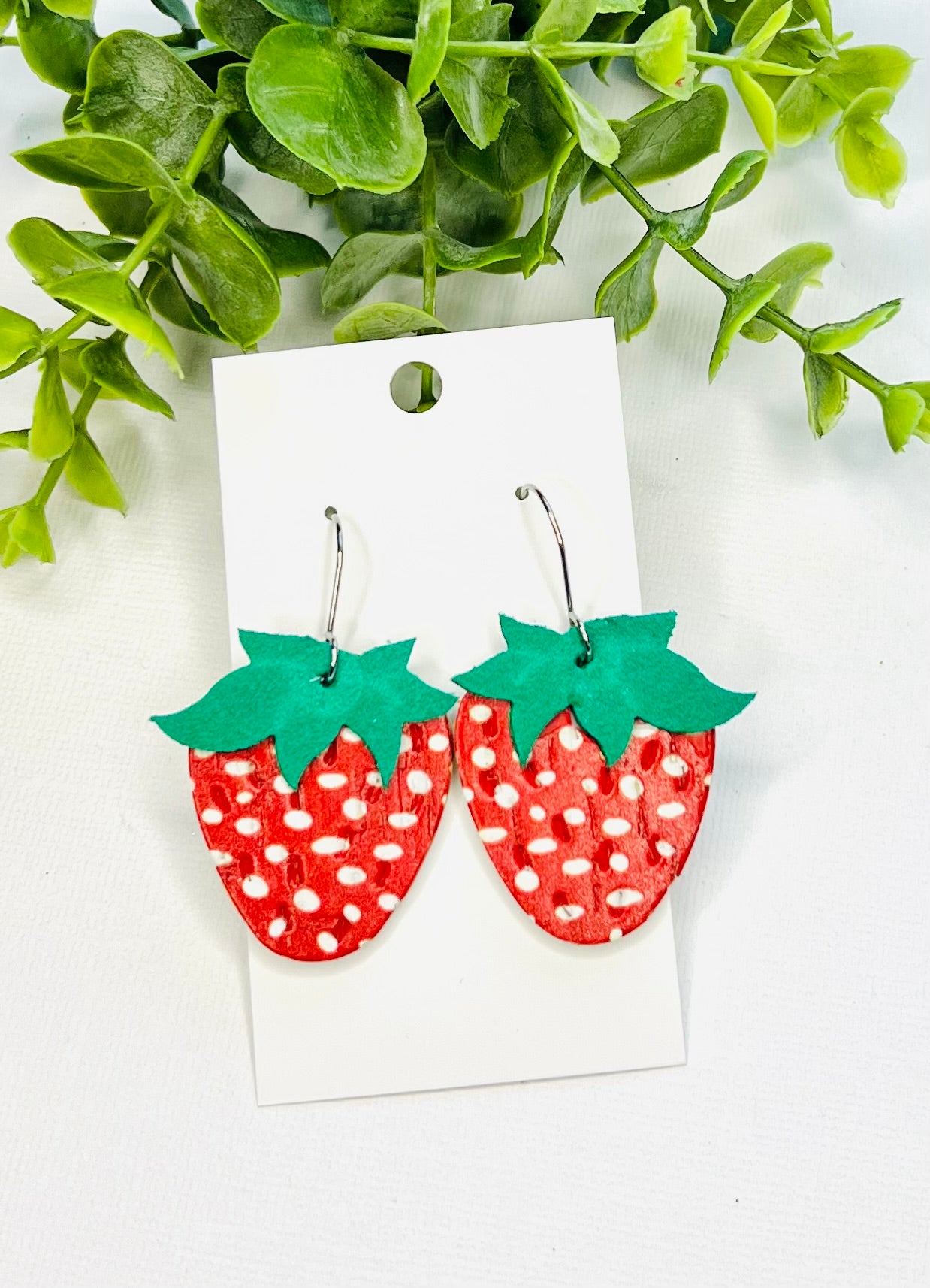 Strawberry Fields Forever Leather Earrings 🍓