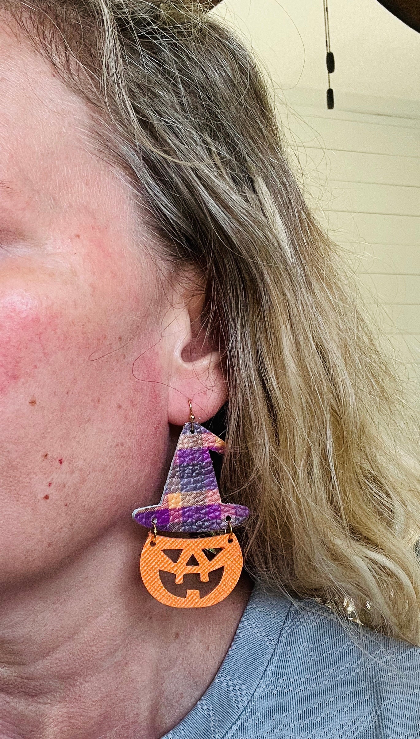 Jack-O-Lantern Leather Earrings 🎃🧙‍♀️