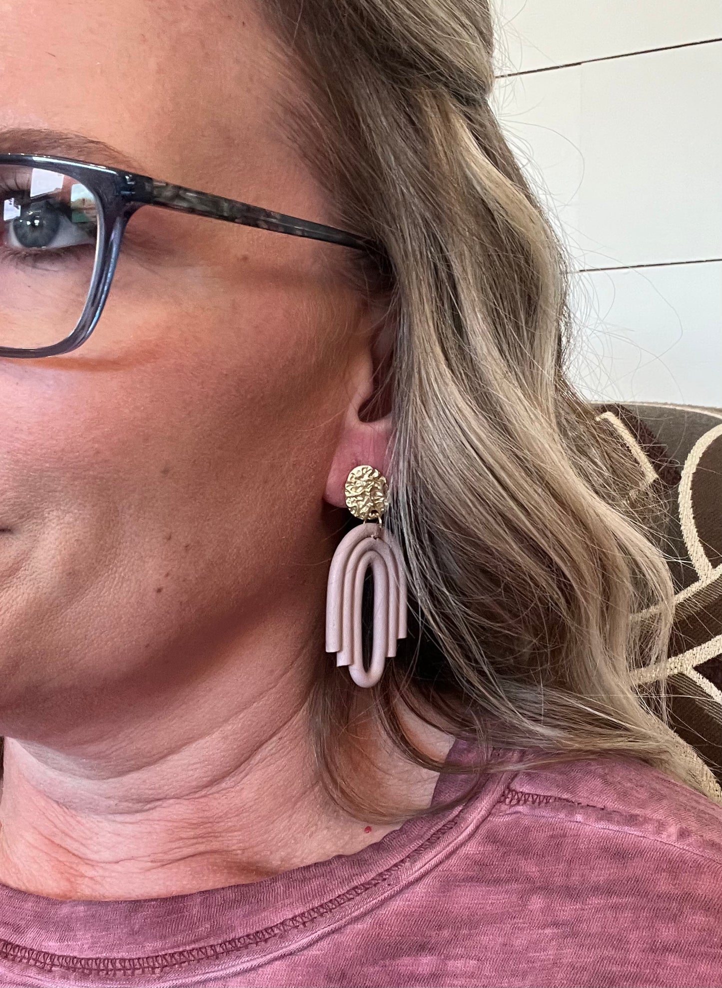 Boho Mauve Polymar Clay Earrings