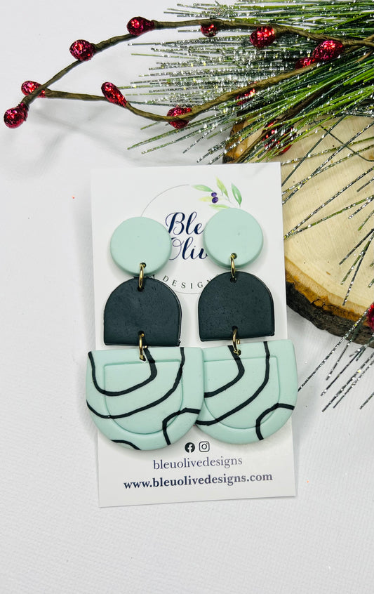 Mint Swirl Polymar Clay Earrings