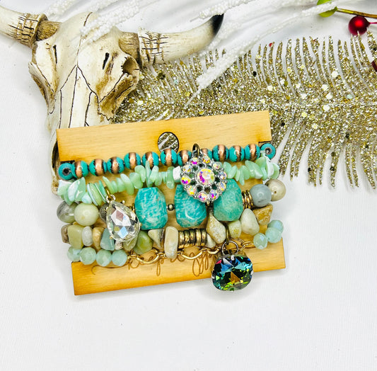 Seafoam Stacker Stretch Bracelet Set