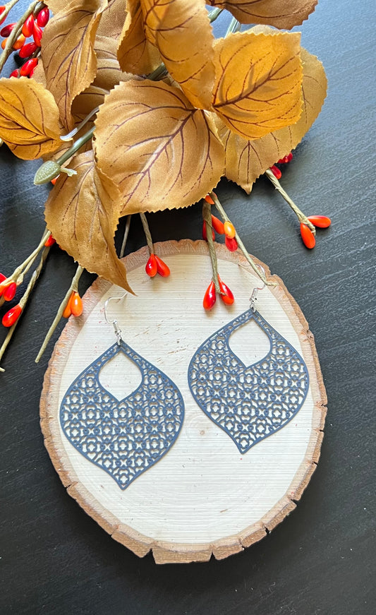 Gray Boho Filigree  Earrings