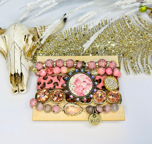 Pink Stacker Stretch Bracelet Set