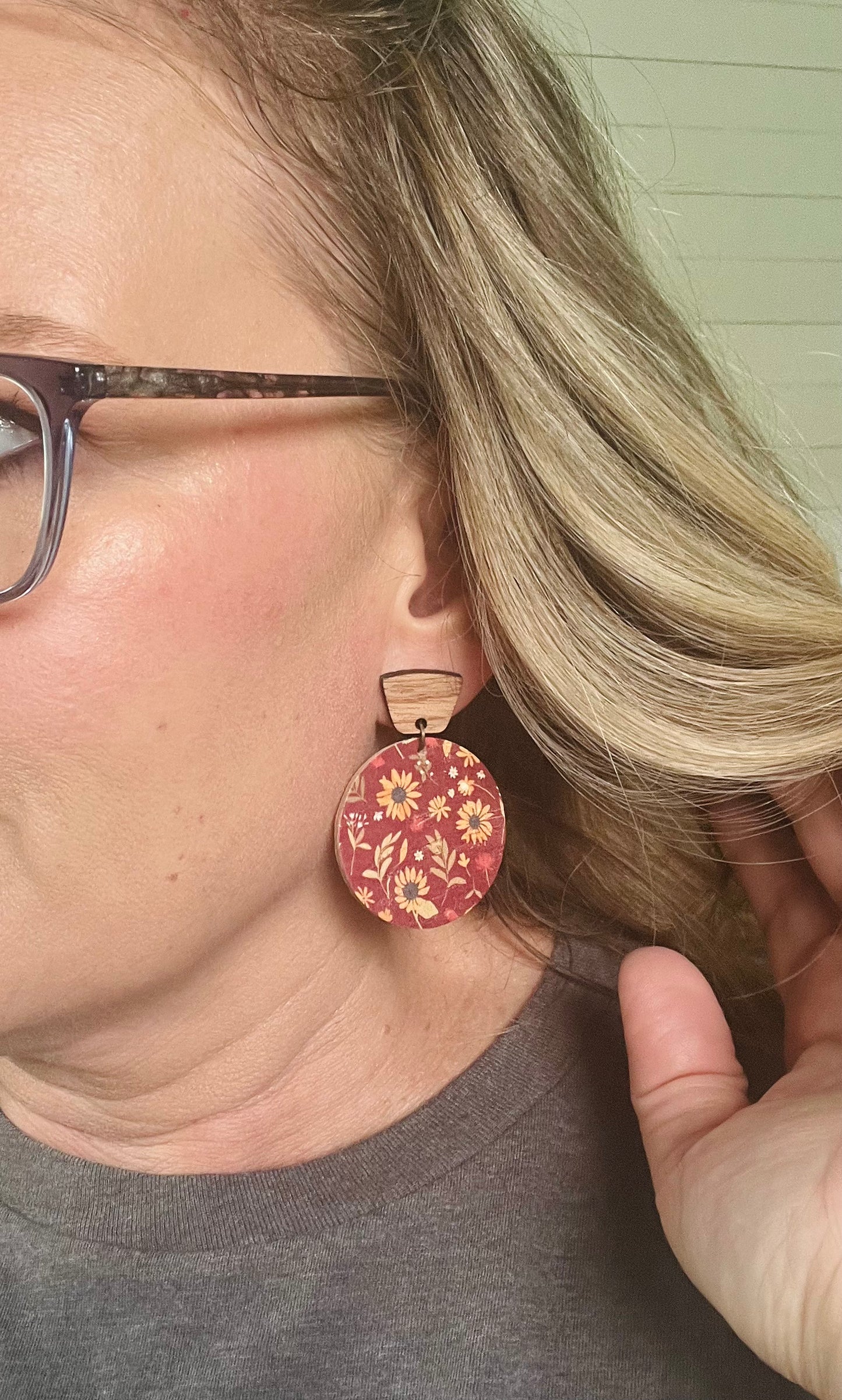 Fall Sunflower Fields Leather Earrings