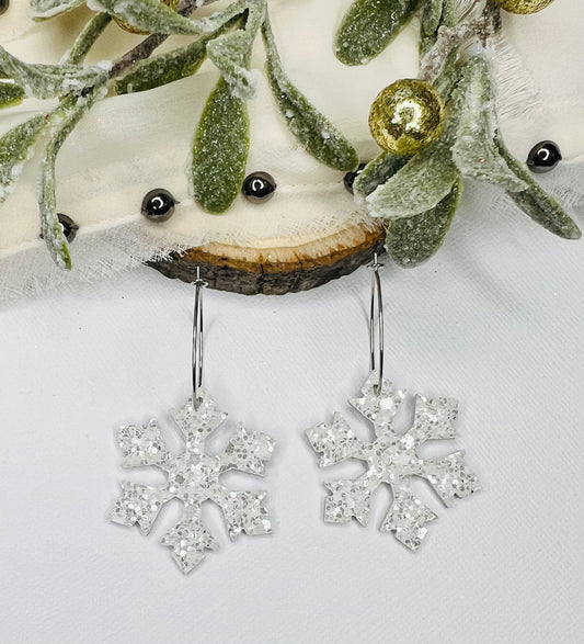 Snowflakes & Sparkles Leather Earrings