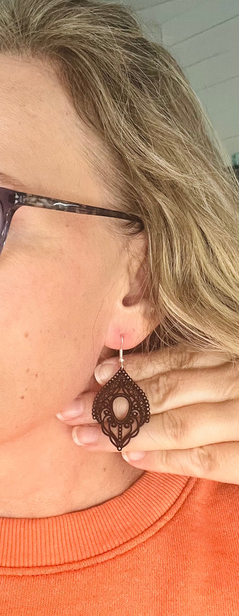 Black Lace Filigree  Earrings