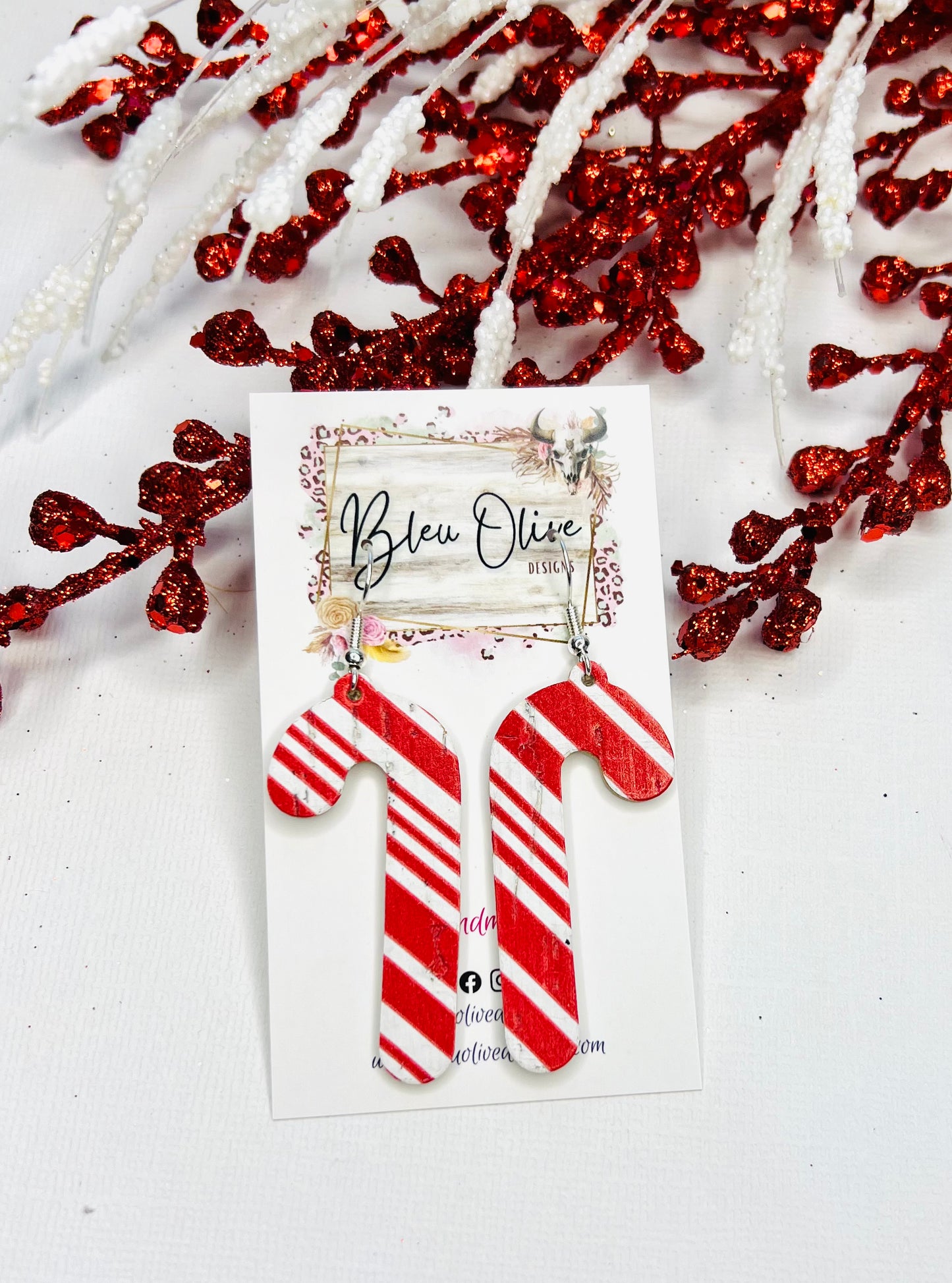 Candy Cane Lane Leather Earrings