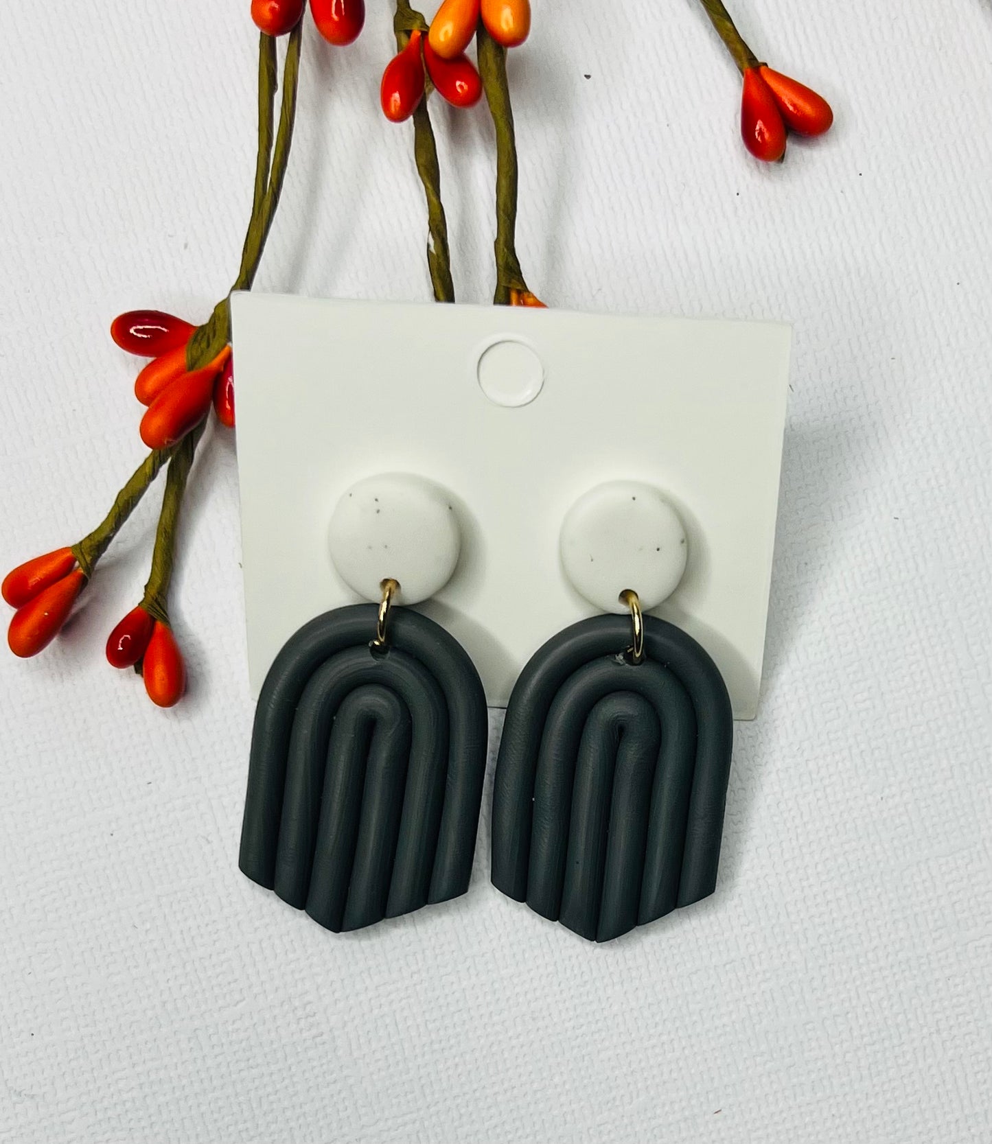 Charcoal Arched  Polymar Clay Earrings