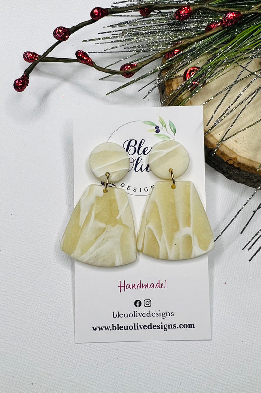 Beige Marble Polymar Clay Earrings