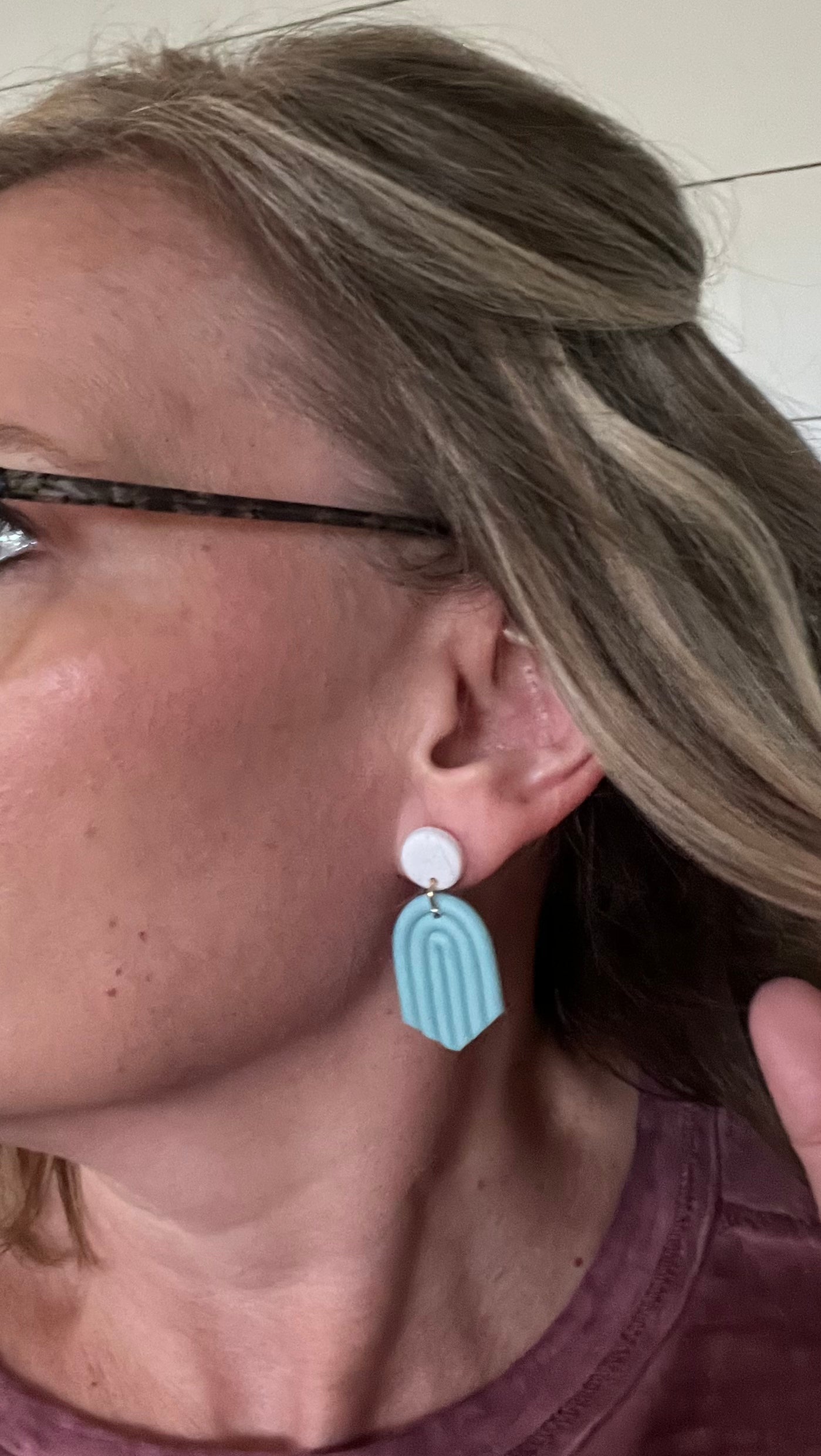 Blue Arched  Polymar Clay Earrings