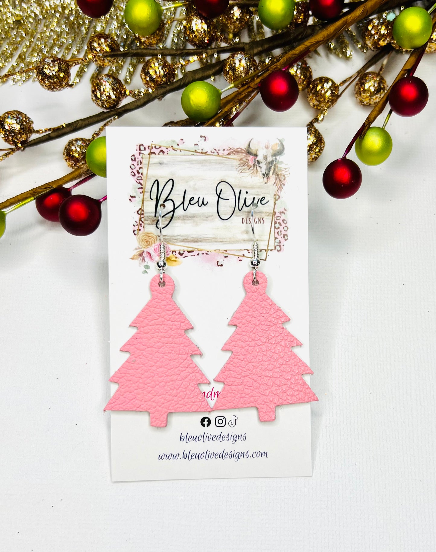 Glitz & Glam Oh Christmas Tree Leather Earrings