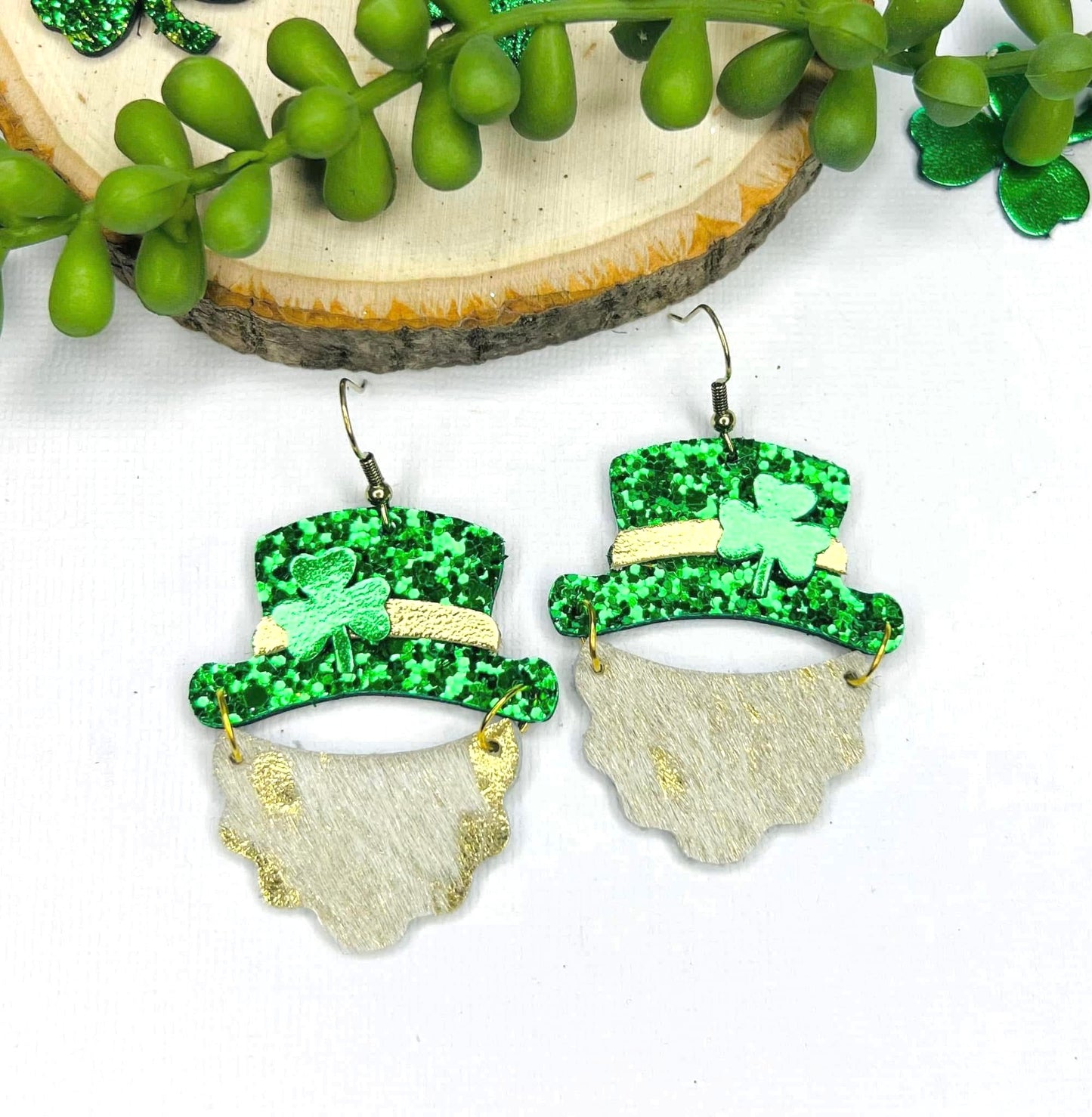 Fancy Leprechauns Leather Earrings