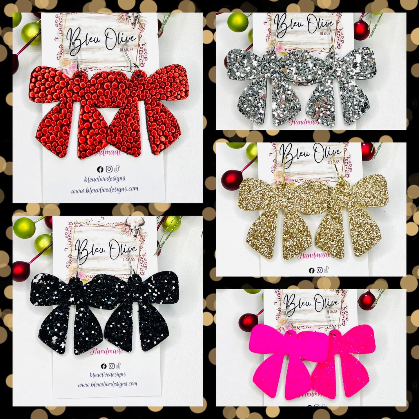 Glitz & Glam Bow Leather Earrings 🌻