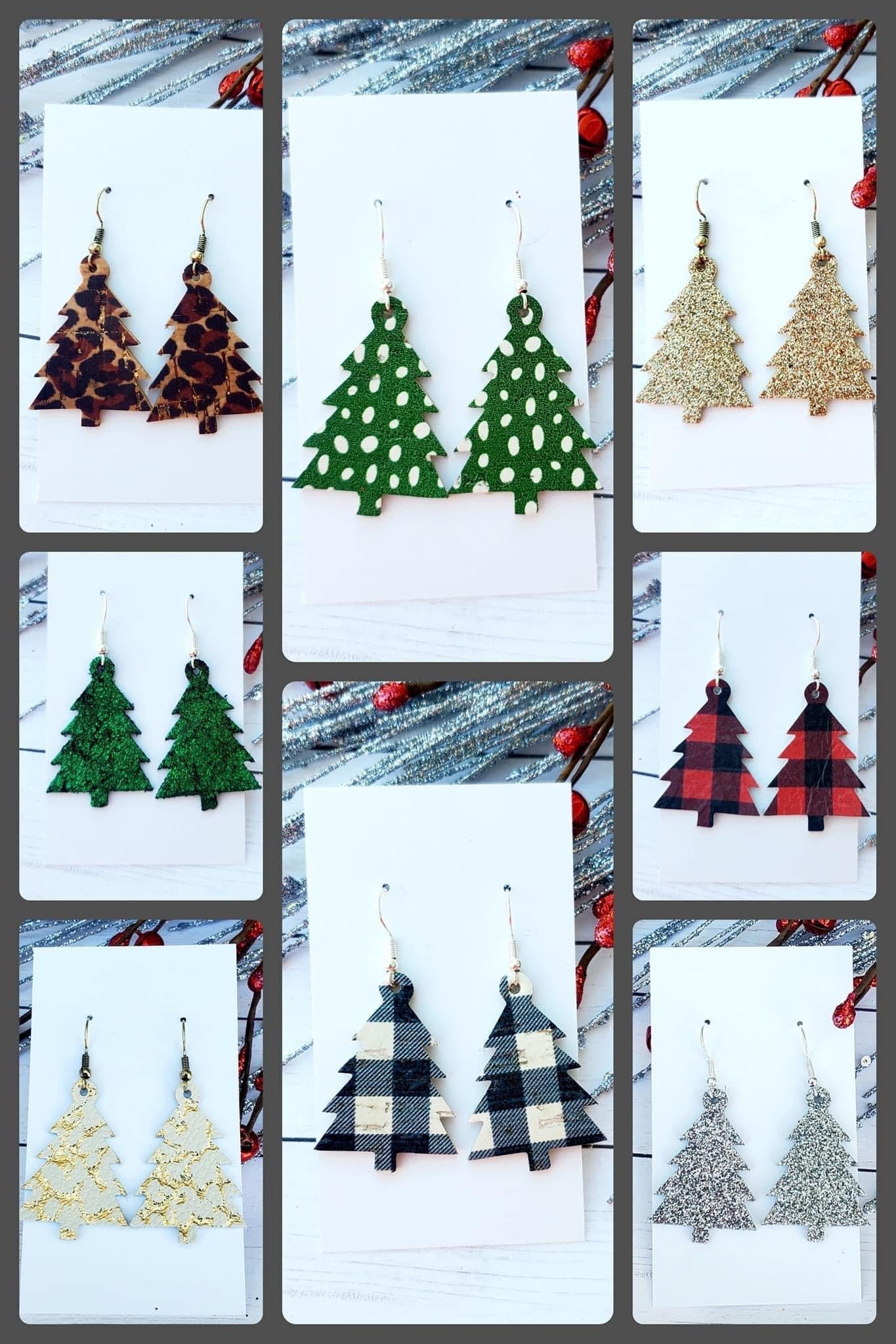 Oh Christmas Tree Leather Earrings