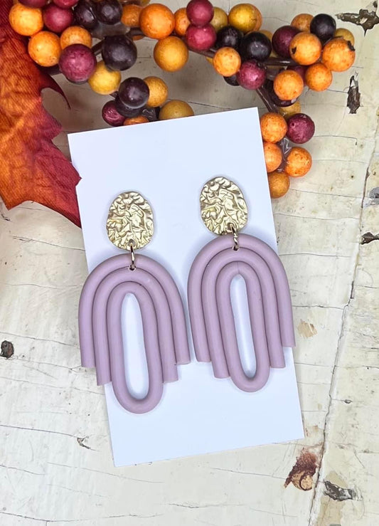 Boho Mauve Polymar Clay Earrings